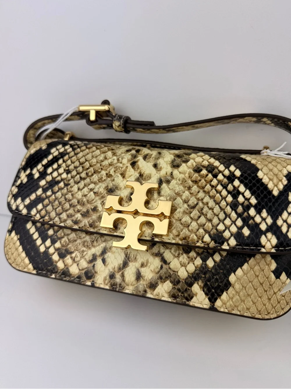 $598 Tory Burch Eleanor Exotic E/W Small Convertible Shoulder Bag